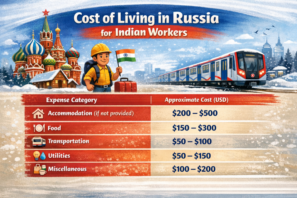 Cost of Living in Russia for Indian Workers
