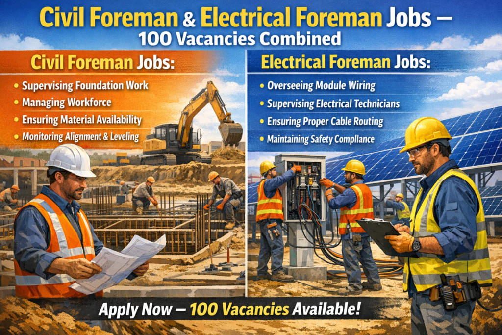 Civil Foreman & Electrical Foreman Jobs