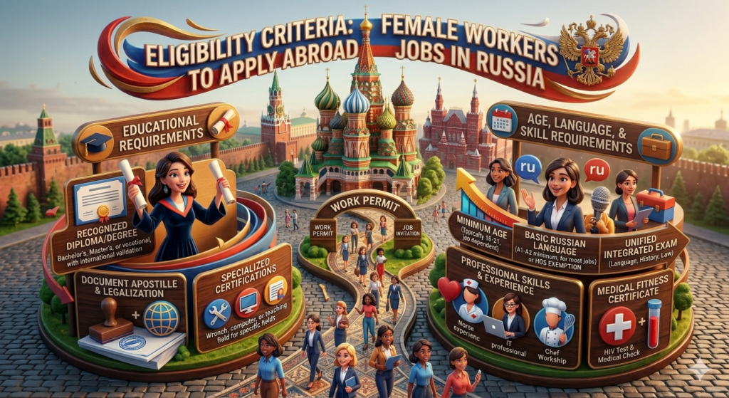 Eligibility Criteria to Apply Abroad Jobs in Russia for Female Workers