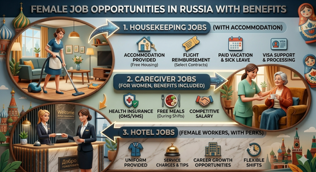 Types of Female Jobs in Russia with Benefits Included