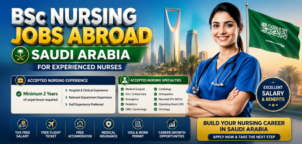 BSc Nursing Jobs Abroad Saudi for Experienced Nurses