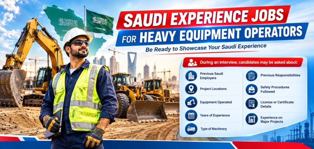 Saudi Experience Jobs for Heavy Equipment Operators
